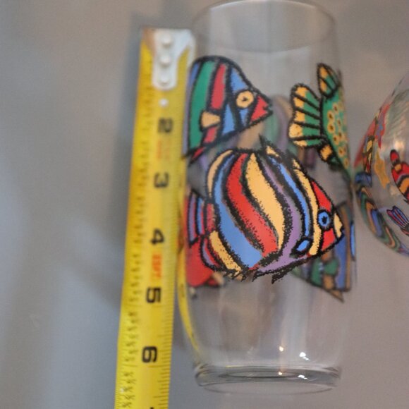 Vintage 80’s 90’s Libbey Tropical Fish Graphic Drinking Glasses Set of 3 - Picture 11 of 16